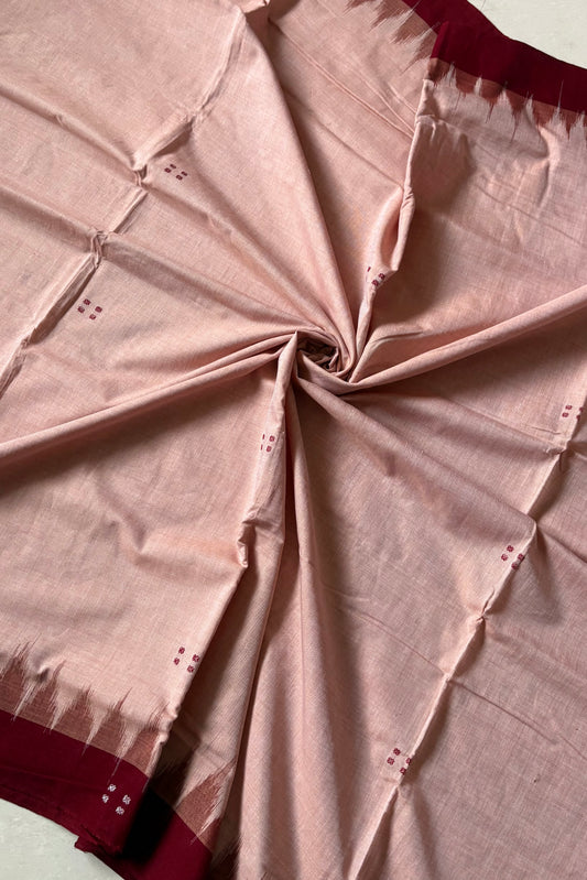 Ek Phulia Cotton Saree- Pinkish Beige & Maroon