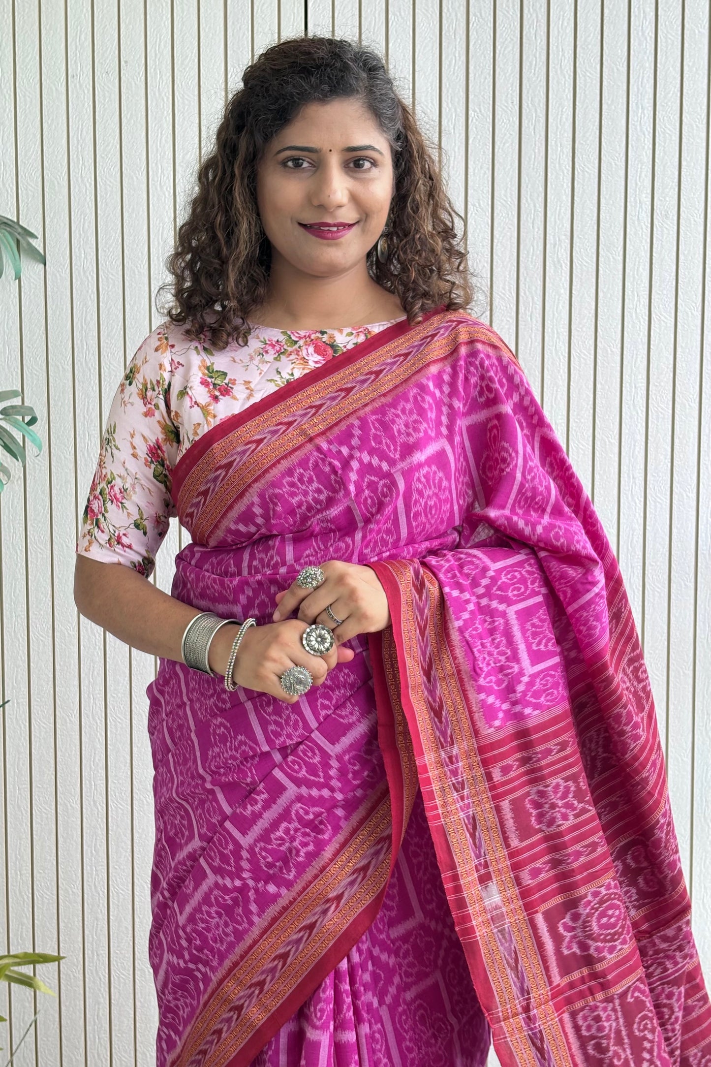 Odisha Ikkat Khandua Cotton Saree- Mauve Pink