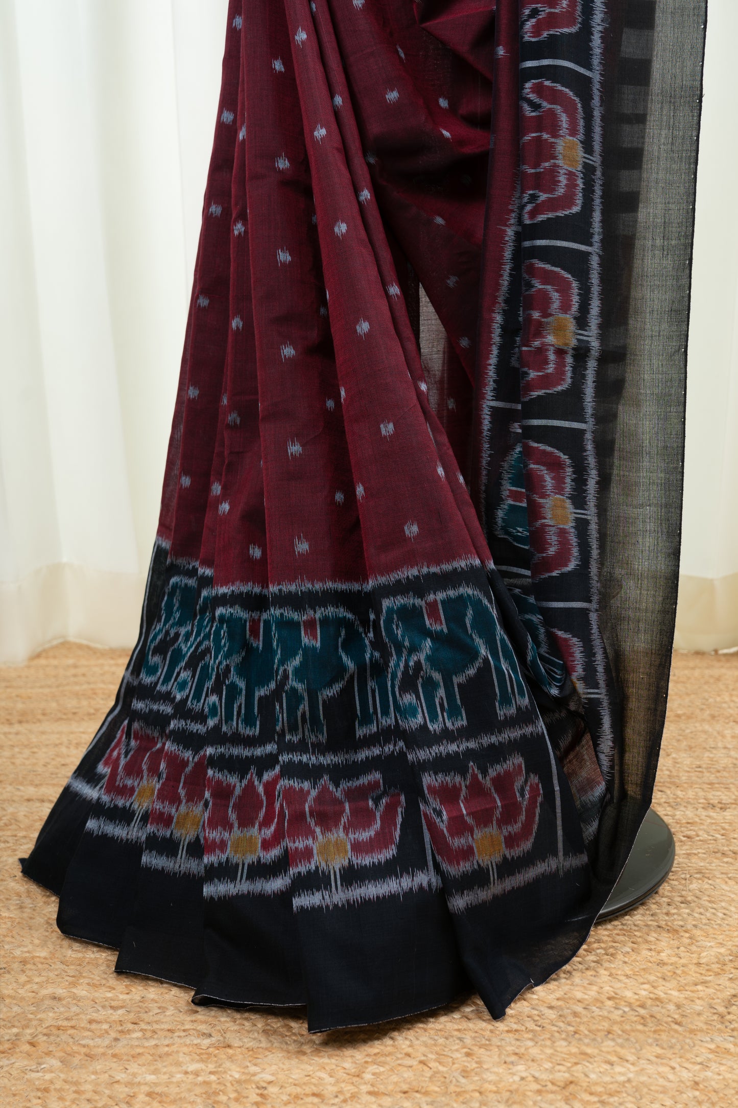 Exclusive Odisha Ikkat Khandua Cotton Saree -Maroon