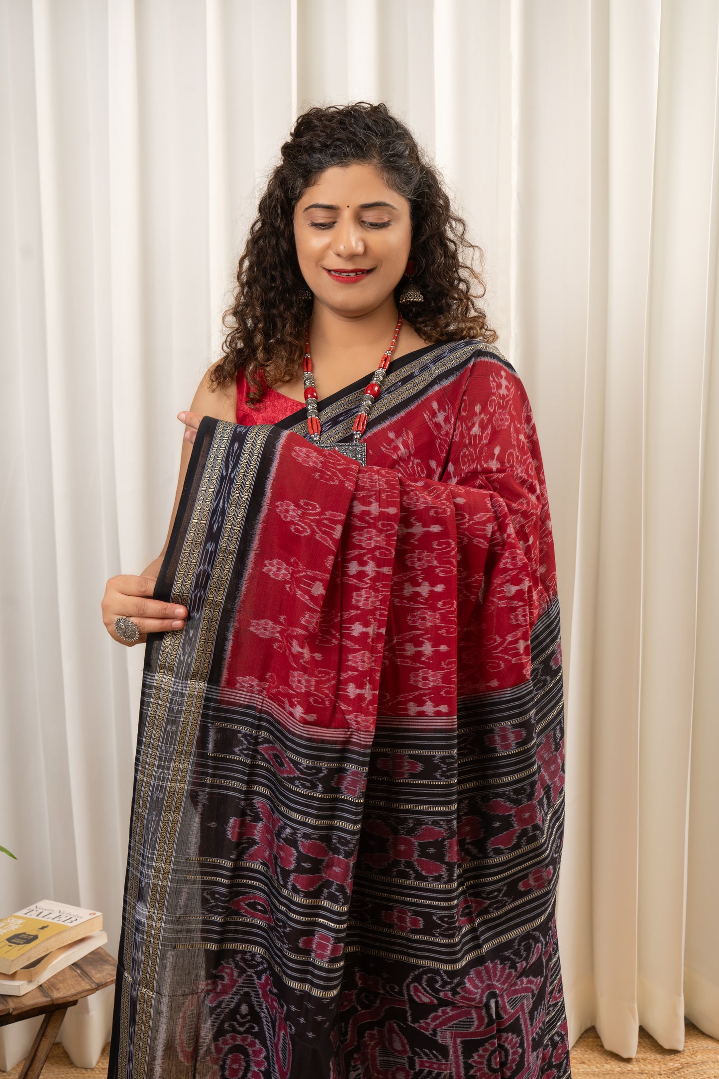 Exclusive Odisha Ikkat Khandua Cotton Saree - Deep Red