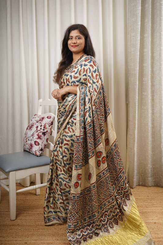 Ajrakh on Modal- Off White