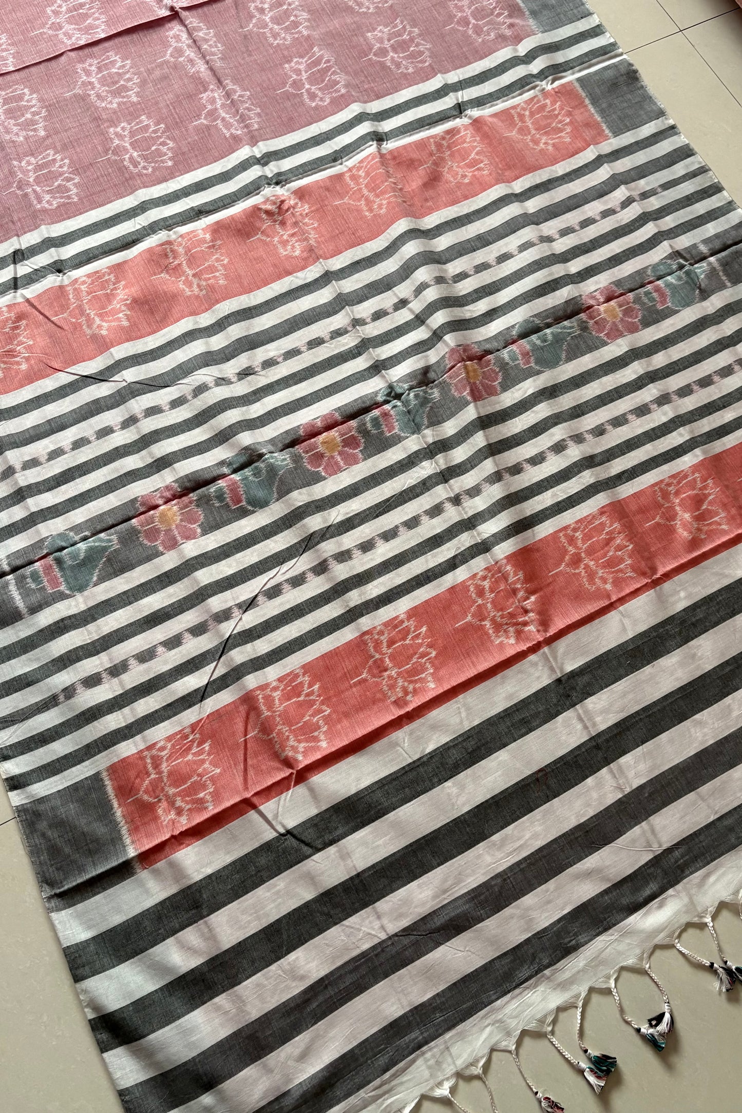 Odisha Ikkat Khandua Cotton Saree- Dusty Rose