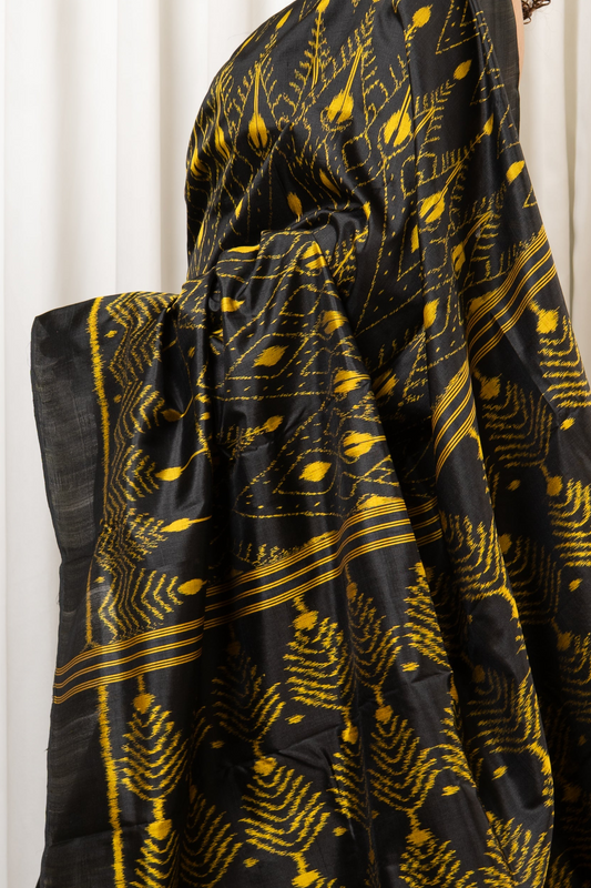 Exclusive Odisha Ikkat Pure Silk Saree- Black