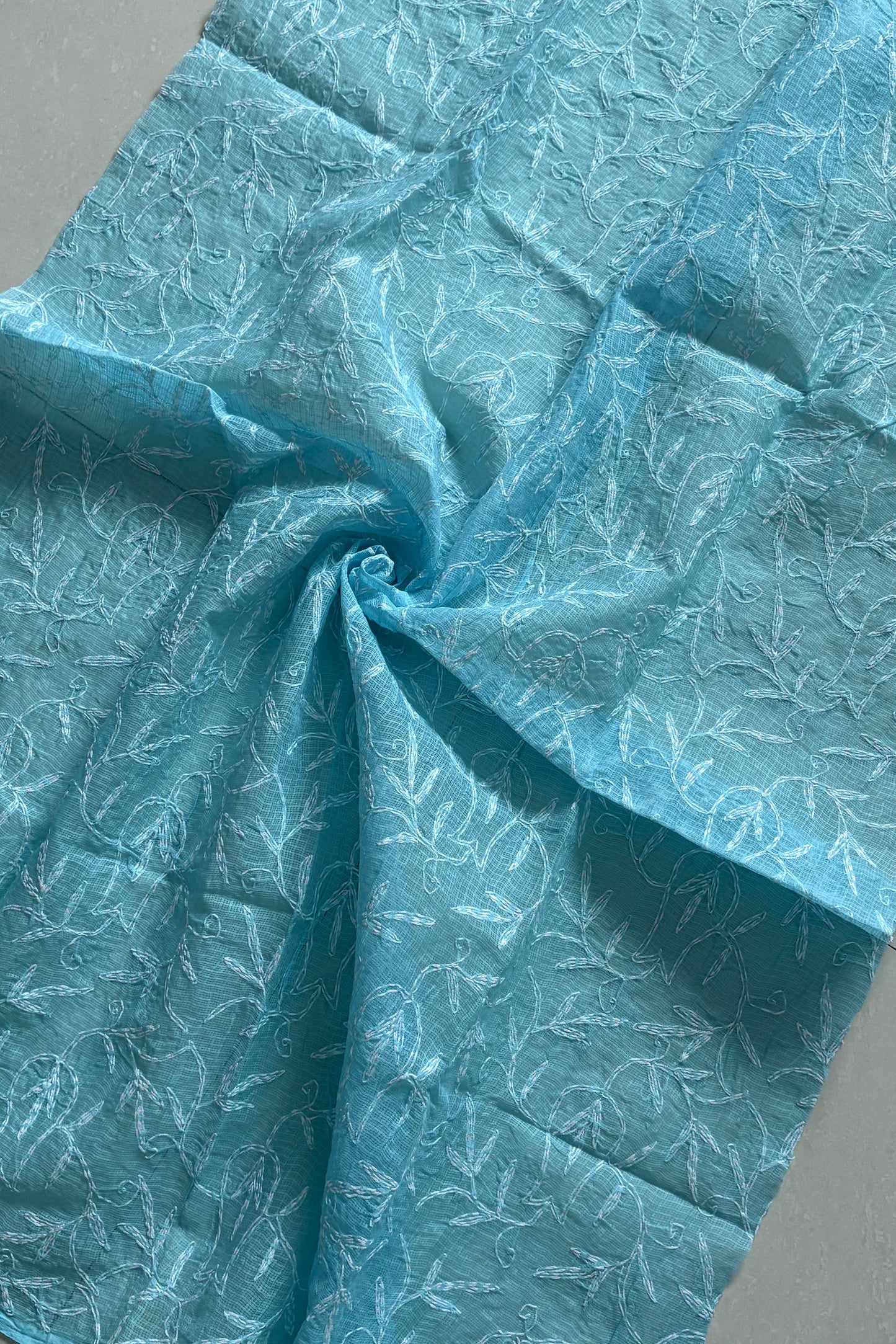 Kota Cotton Chikankari Blouse Piece - Sky Blue