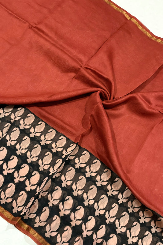Hand Block Print Silk-Cotton Saree