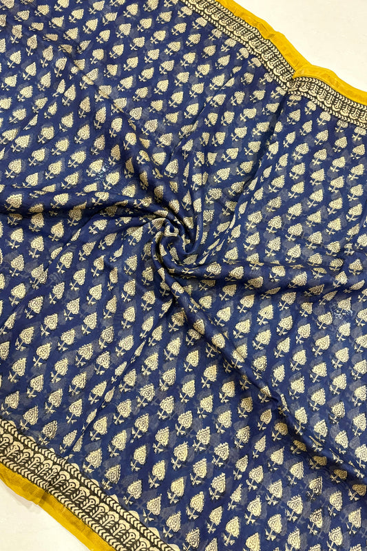 Hand Block Print Silk-Cotton Saree