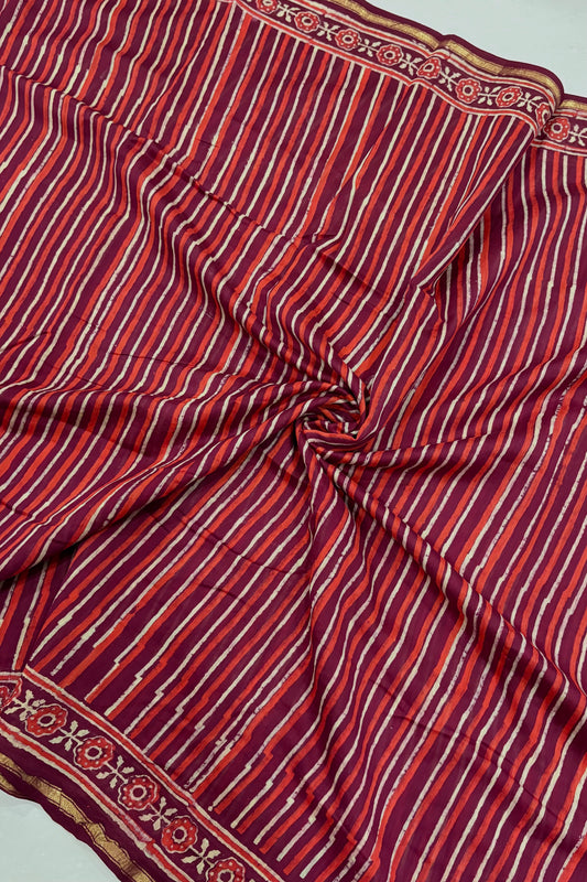 Hand Block Print Silk-Cotton Saree