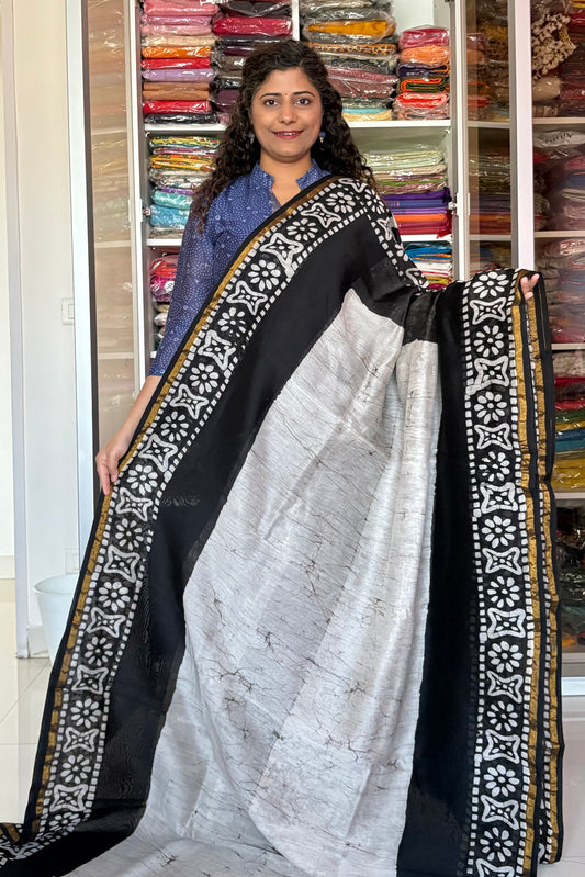 Hand Block Print Silk-Cotton Saree