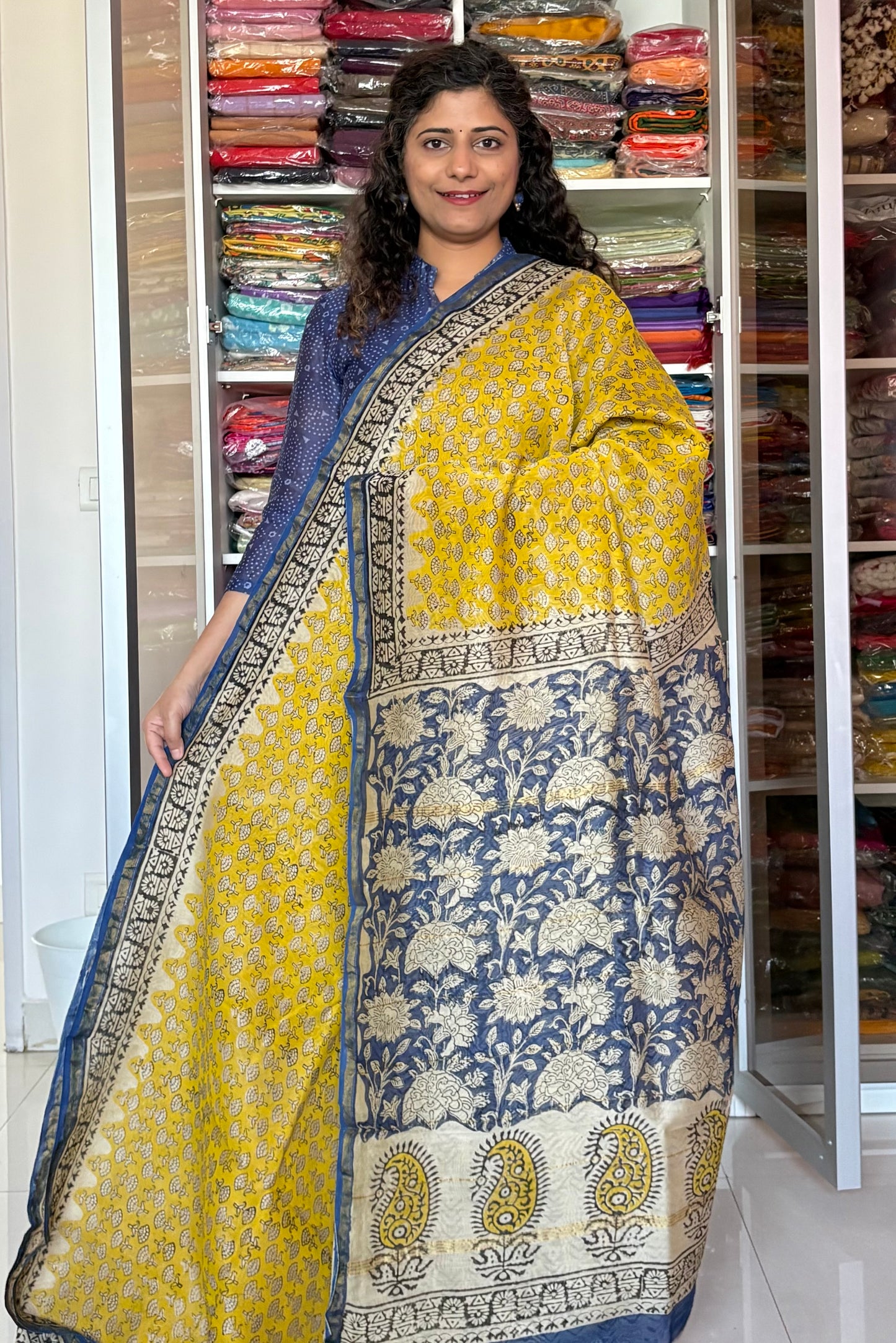 Hand Block Print Silk-Cotton Saree