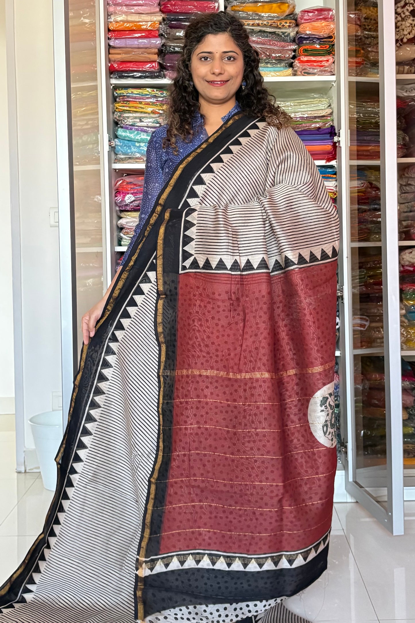 Hand Block Print Silk-Cotton Saree