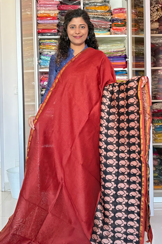 Hand Block Print Silk-Cotton Saree