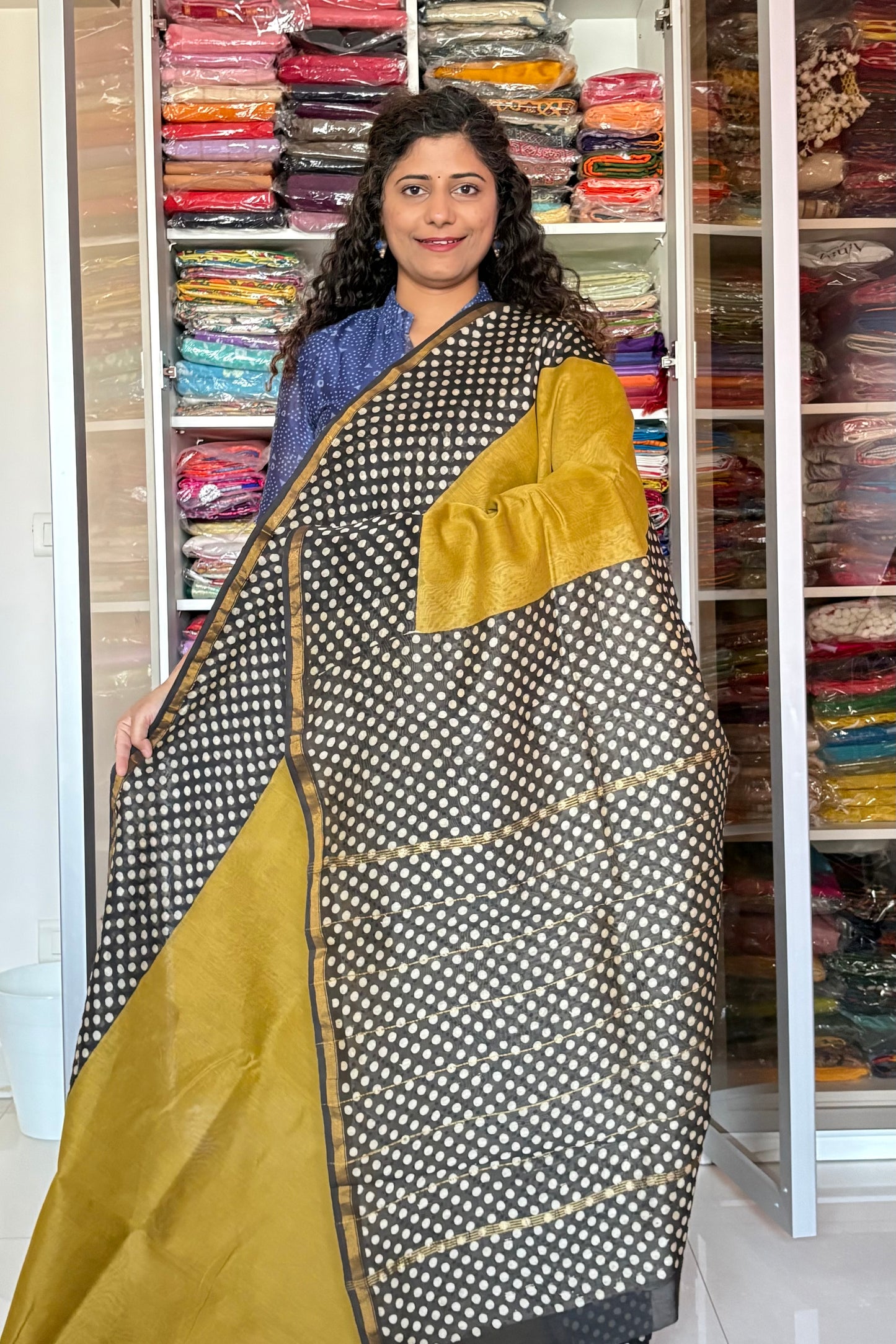 Hand Block Print Silk-Cotton Saree