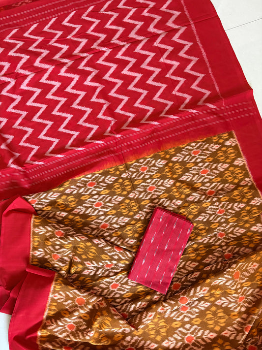 Pochampally Ikkat Cotton Saree - Brown