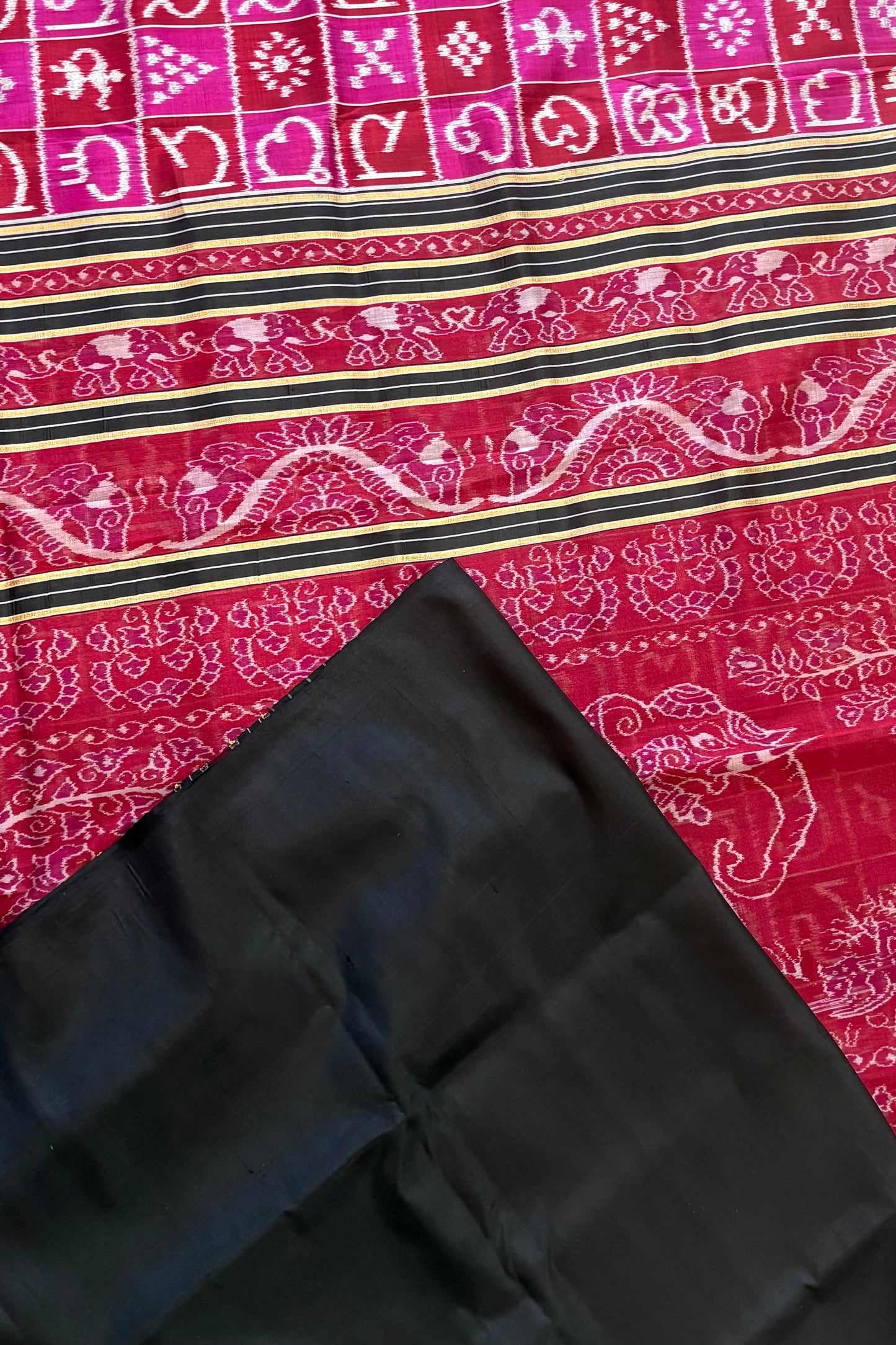 Exclusive Ikkat Pure Silk Saree- Odia Varnamala With Airabat Palla