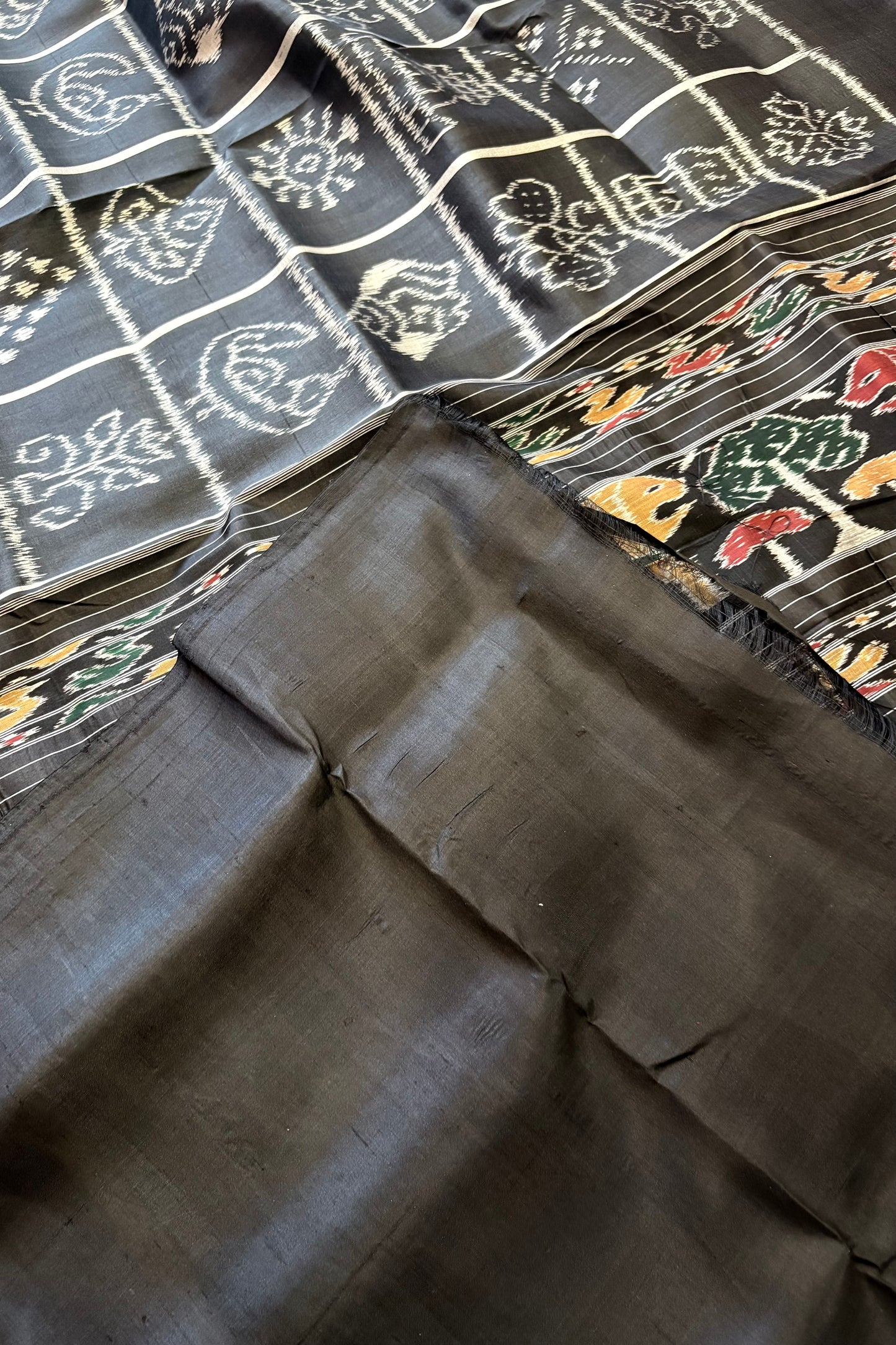 Exclusive Odisha Ikkat Nabakothi Pure Silk Saree- Black