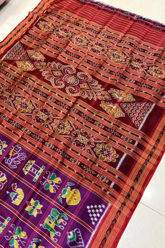 Nabakothi Khandua Pure Silk Saree: Purple