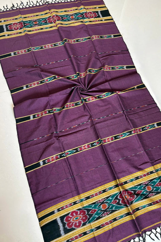 Odisha Ikkat Pure Cotton Stole-Burgundy