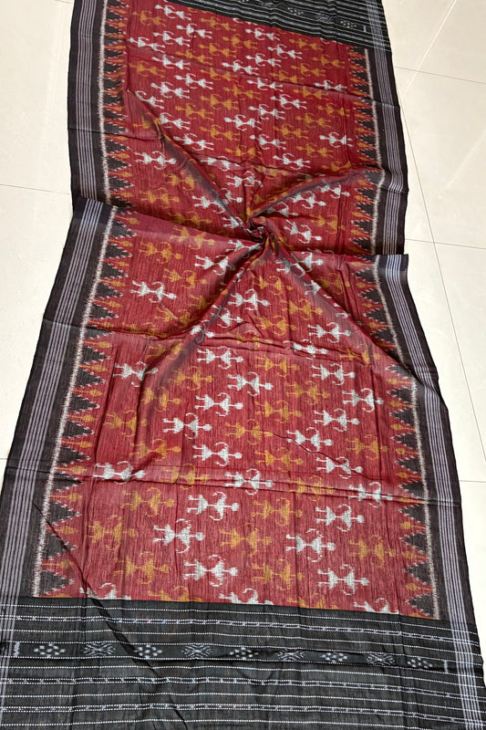 Exclusive Odisha Ikkat Pure Cotton Dupatta- Maroon