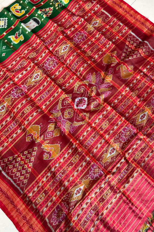 Nabakothi Khandua Silk Saree: Green