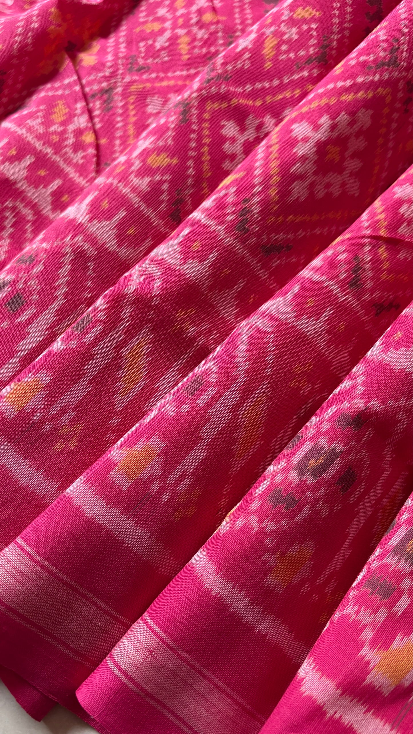 Single Ikkat Cotton Patola Saree - Medium Pink