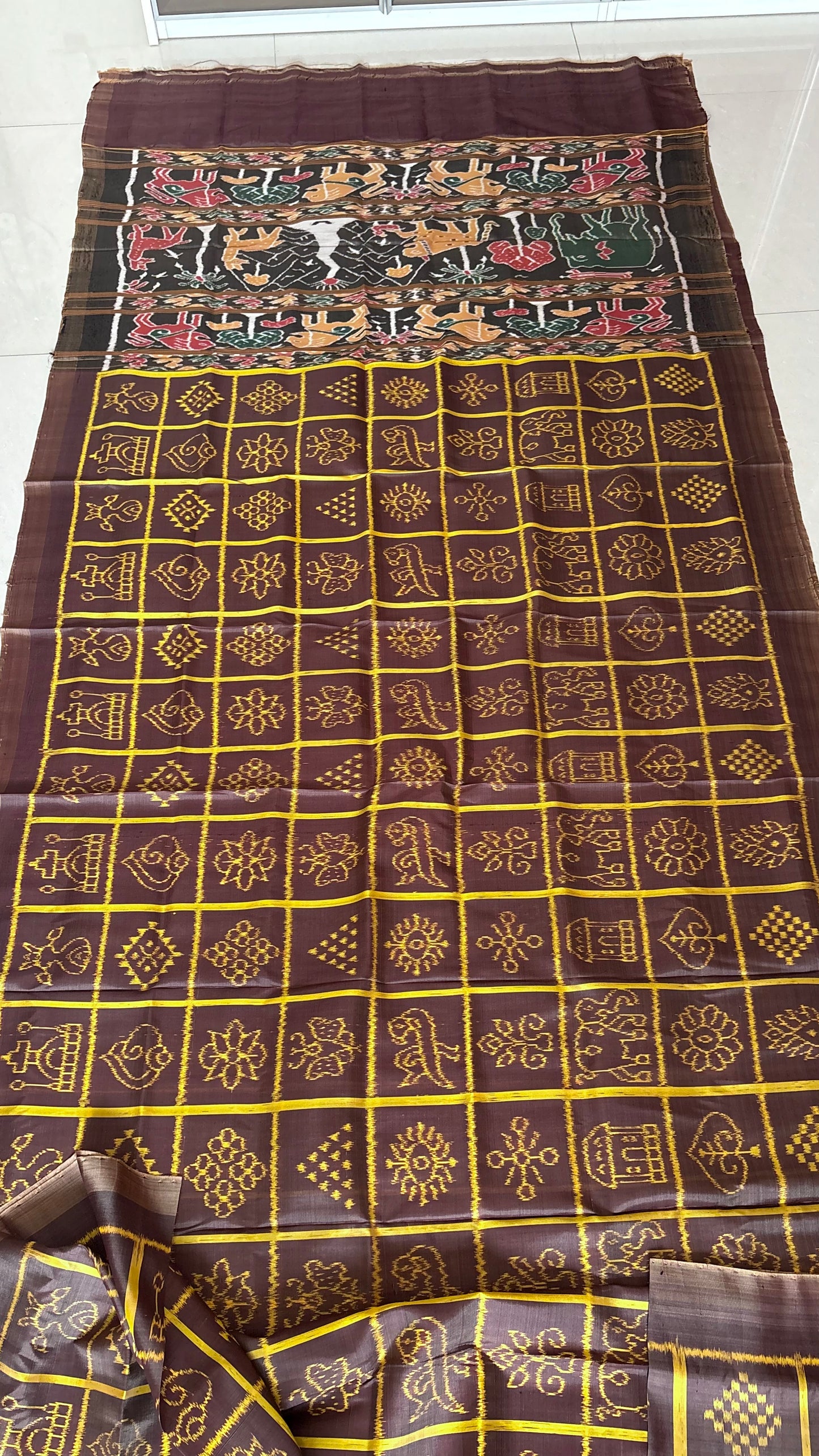 Exclusive Odisha Ikkat Nabakothi Pure Silk Saree- Brown