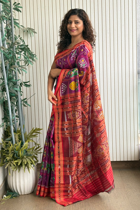 Nabakothi Khandua Pure Silk Saree: Purple