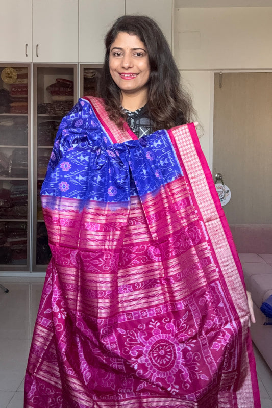Exclusive Sambalpuri Pure Silk Saree - Royal Blue