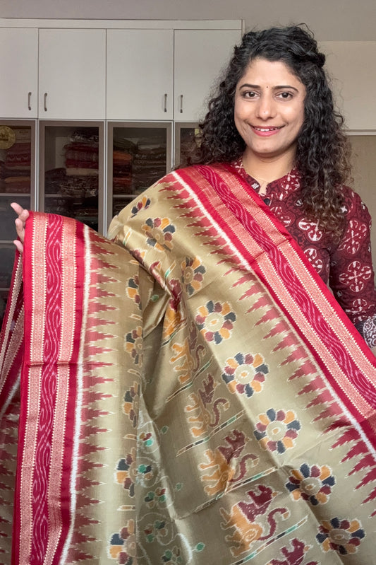 Exclusive Pure Khandua Silk Saree-Light Gold