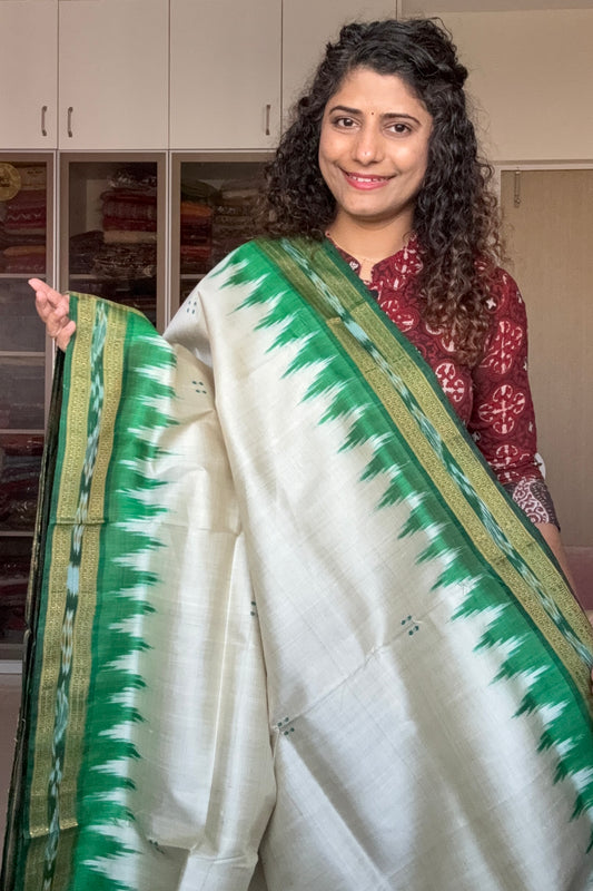 Exclusive Odisha Ikkat Pure Silk Saree-Beige