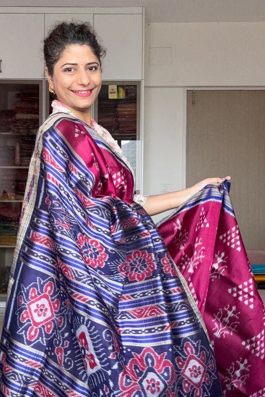 Exclusive Odisha Ikkat Pure Silk Saree-Magenta