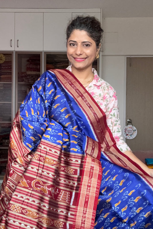 Exclusive Odisha Ikkat Pure Silk Saree-Royal Blue