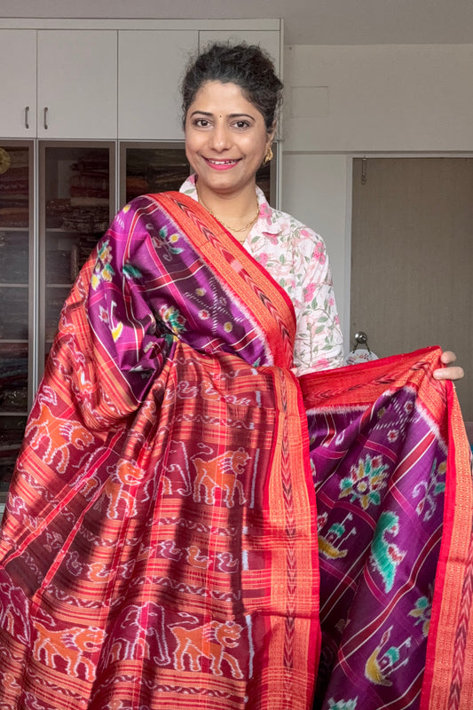 Nabakothi Khandua Silk Saree: Purple