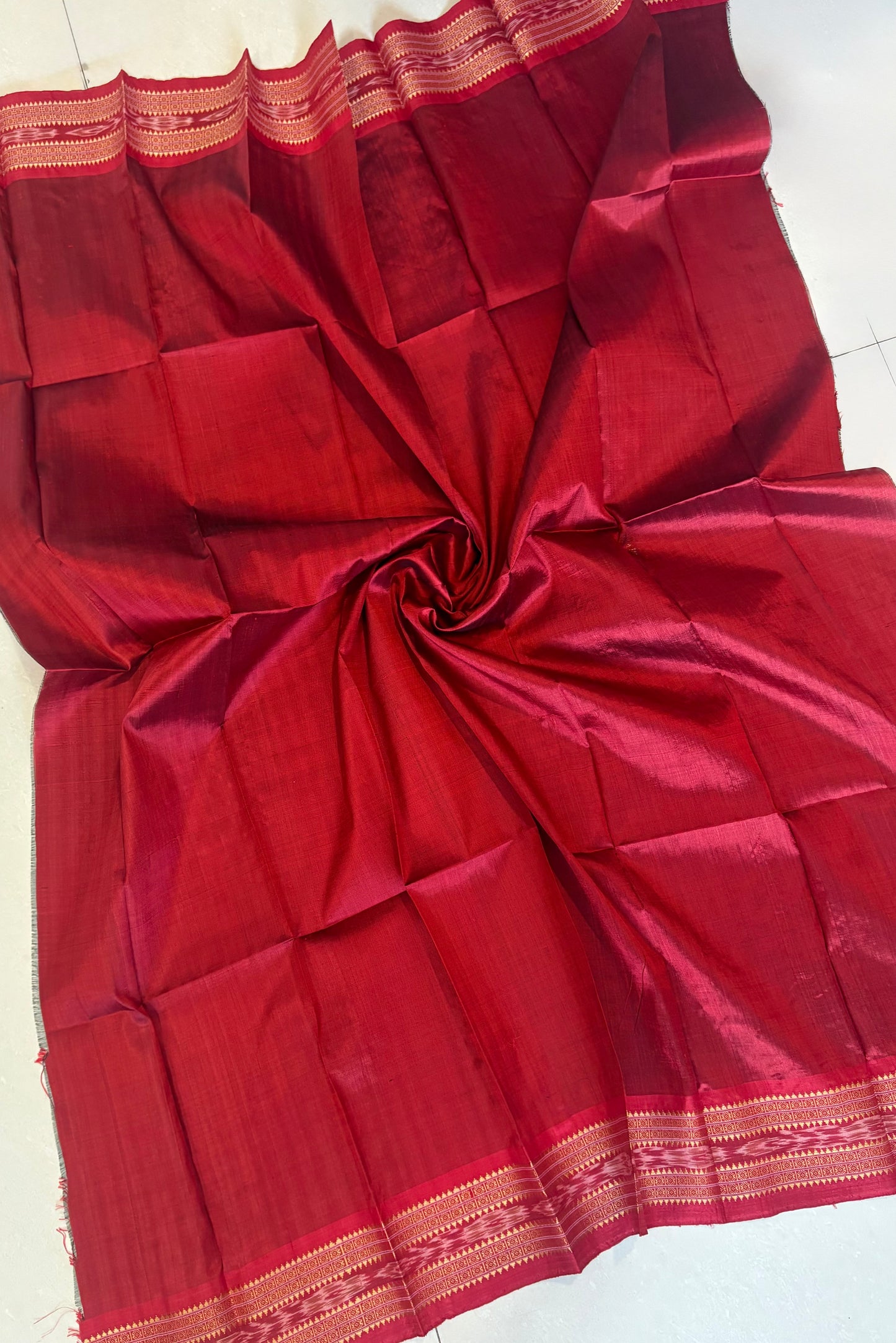Pure Silk Odisha Ikkat Khandua Blouse Piece- Red