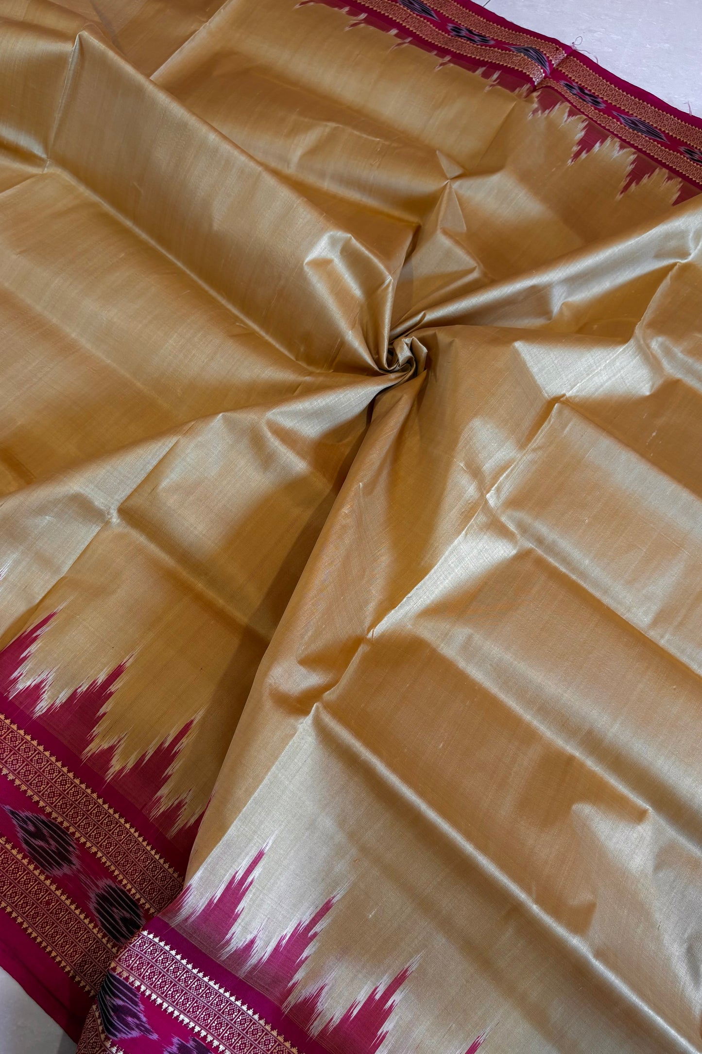 Odisha Ikkat Khandua Pure Silk Saree- Gold