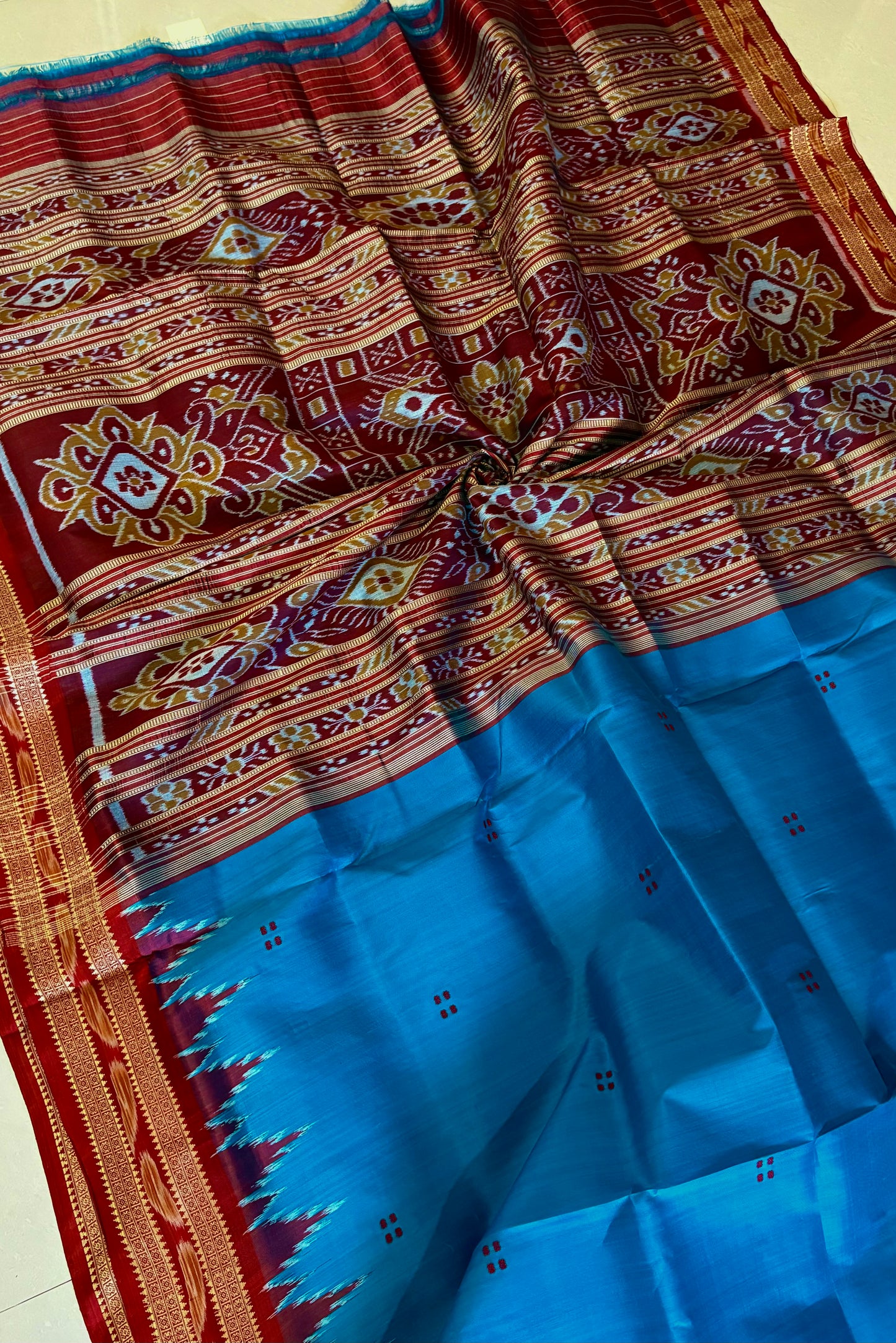 Odisha Ikkat Khandua Pure Silk Saree- Blue