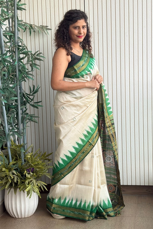 Exclusive Odisha Ikkat Pure Silk Saree-Beige