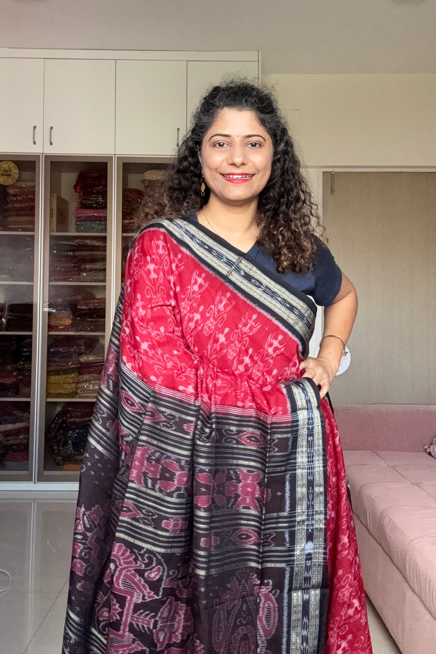 Exclusive Odisha Ikkat Khandua Cotton Saree - Deep Red