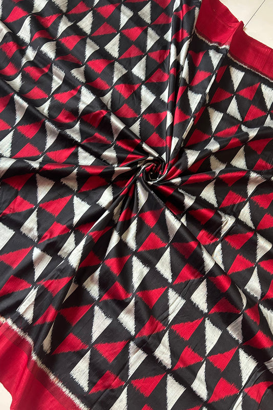 Exclusive Odisha Ikkat Khandua Silk Saree - Red & Black