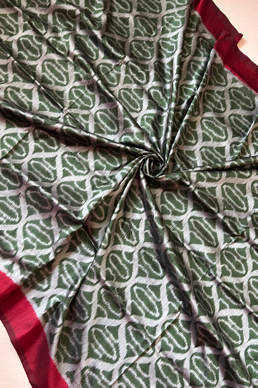 Exclusive Odisha Ikkat Khandua Silk Saree - Olive