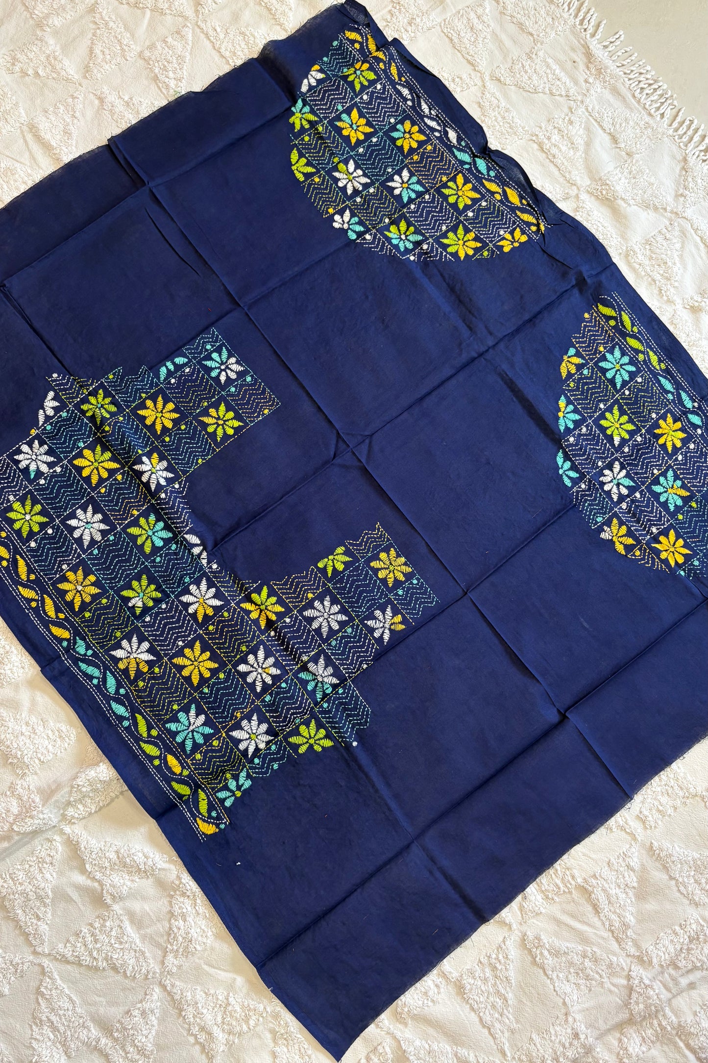 Cotton Kantha Work Blouse Piece- Code 6