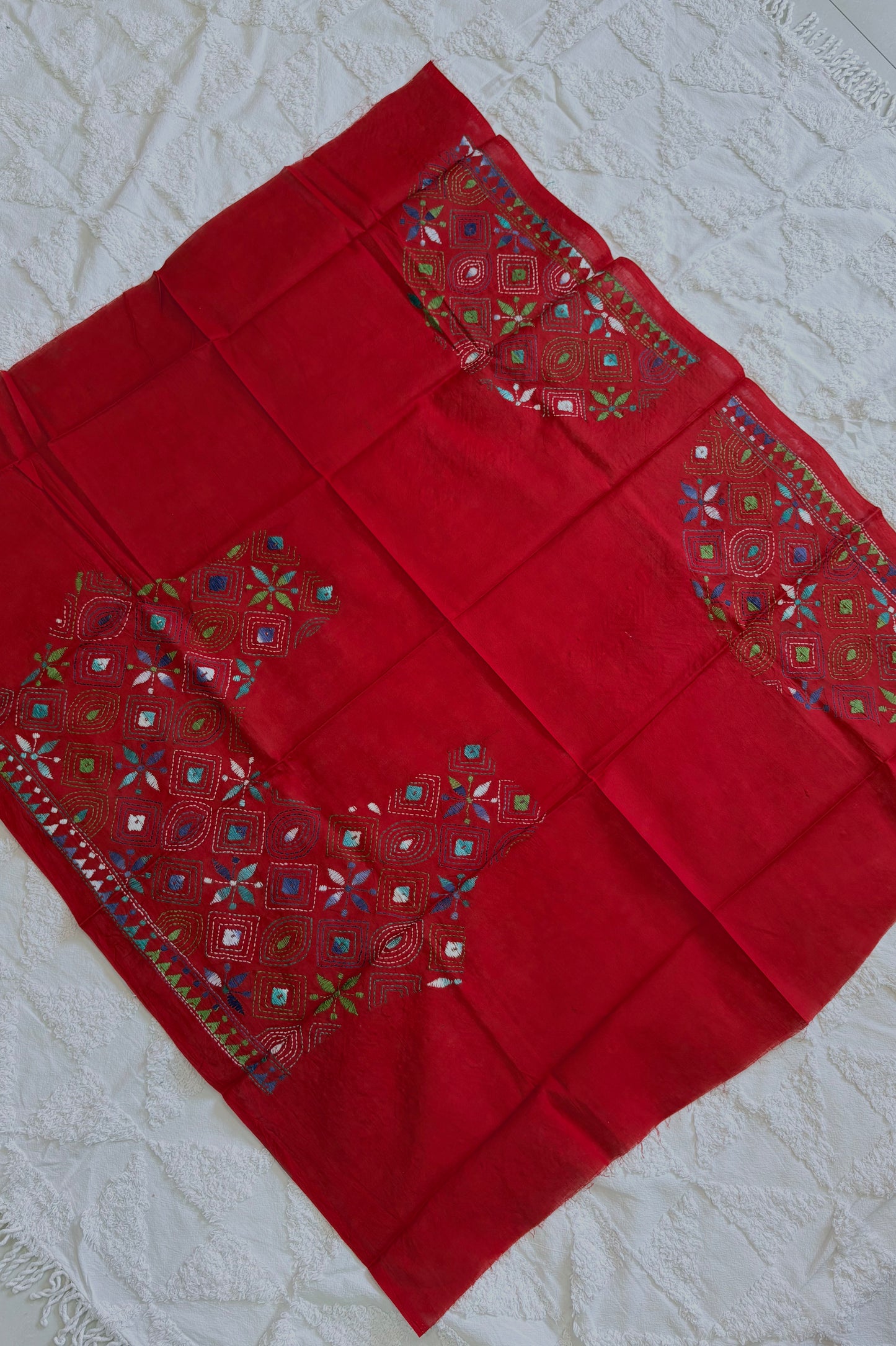 Cotton Kantha Work Blouse Piece- Code 44