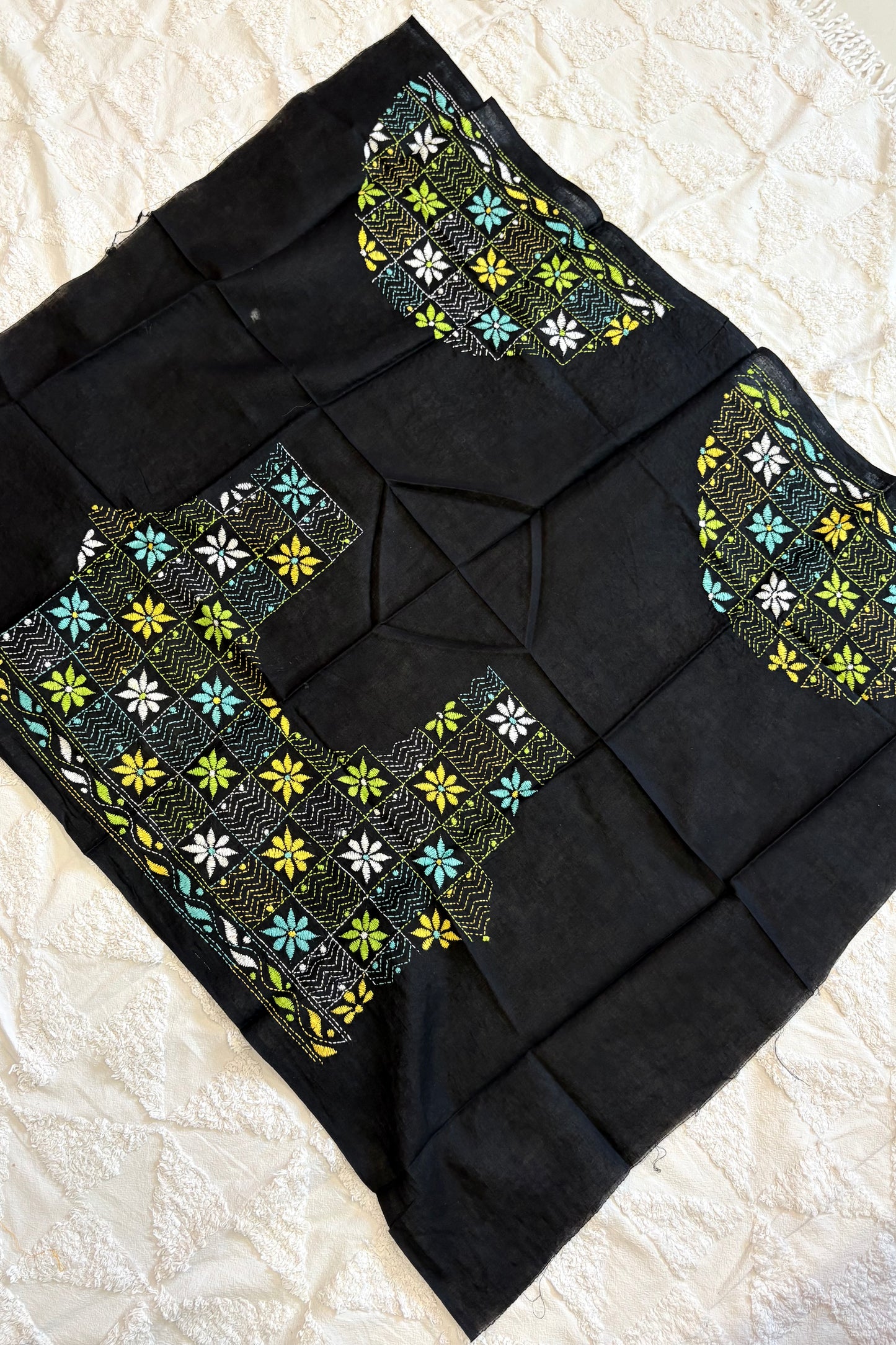 Cotton Kantha Work Blouse Piece- Code 17