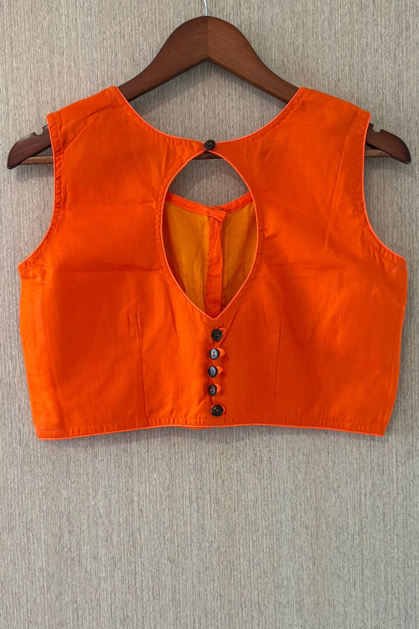 Sleeveless Orange Cotton Blouse