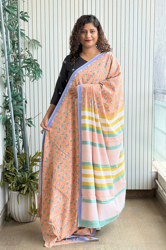 Hand Block Print Pure Cotton Saree