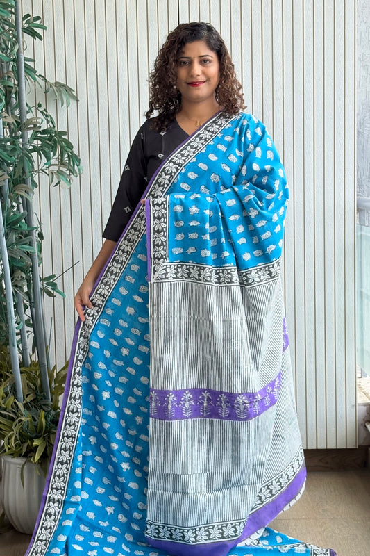 Hand Block Print Pure Cotton Saree