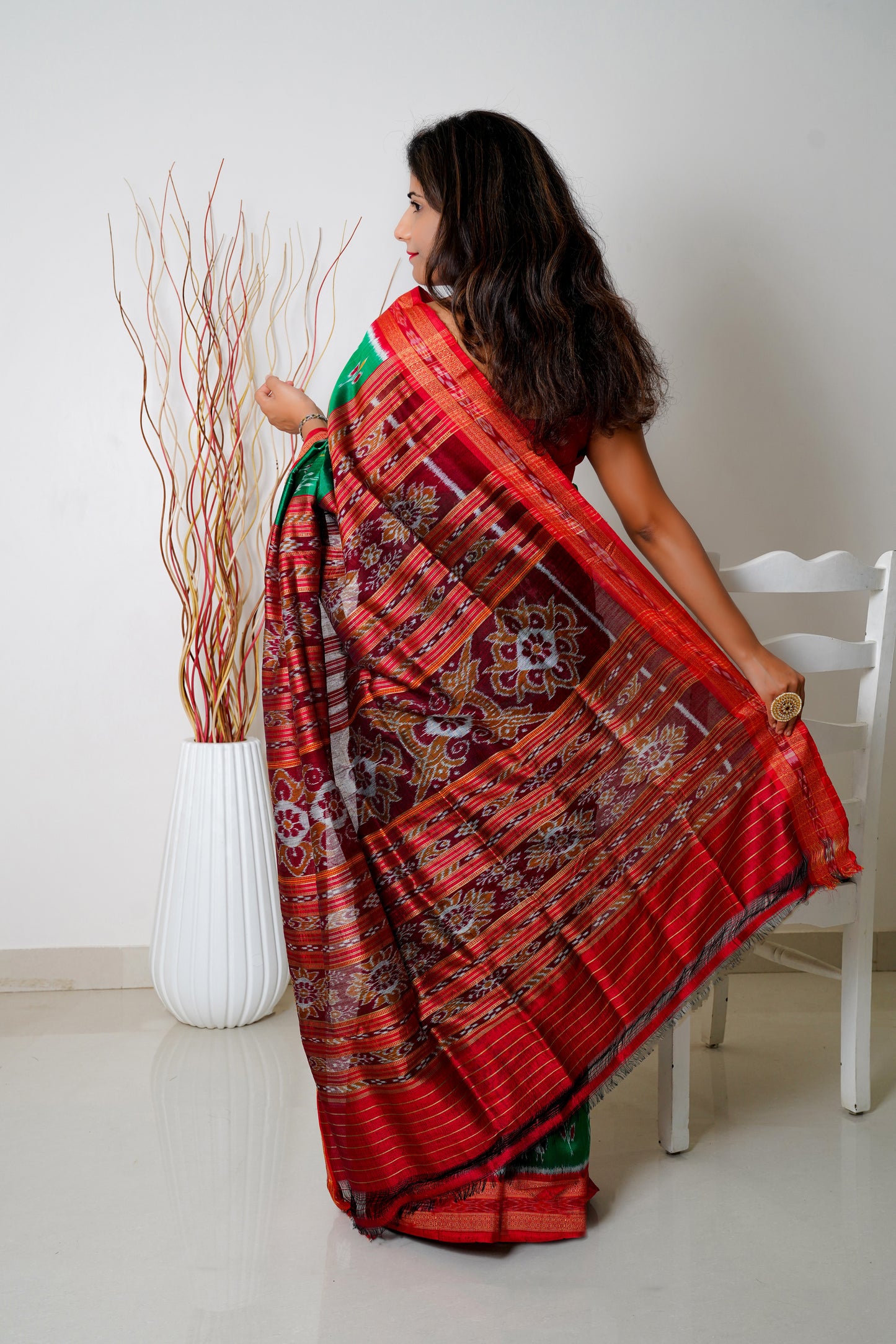 Odisha Ikkat Khandua Silk Saree -Green