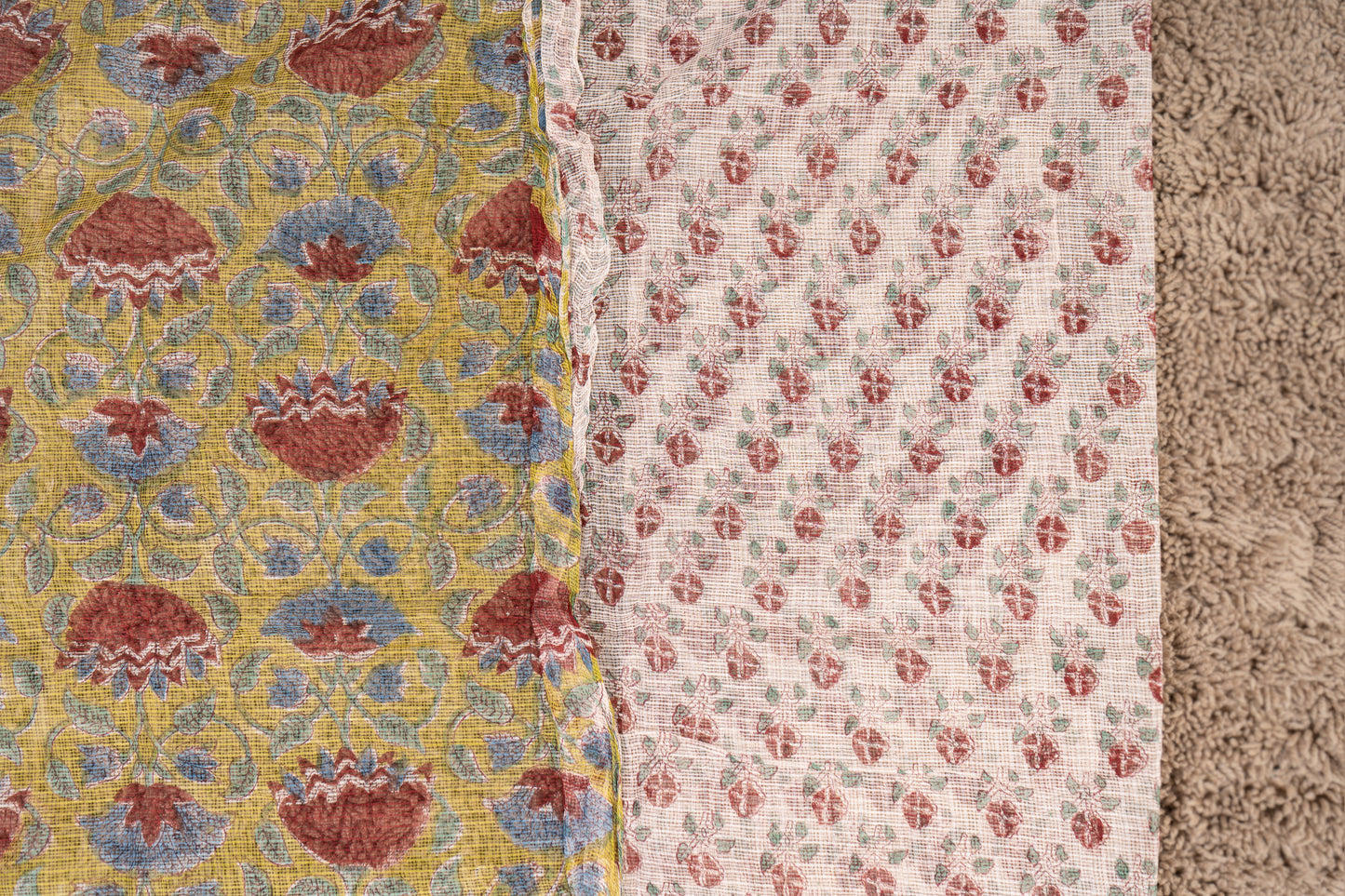 Hand Block Print Kota Doria Saree