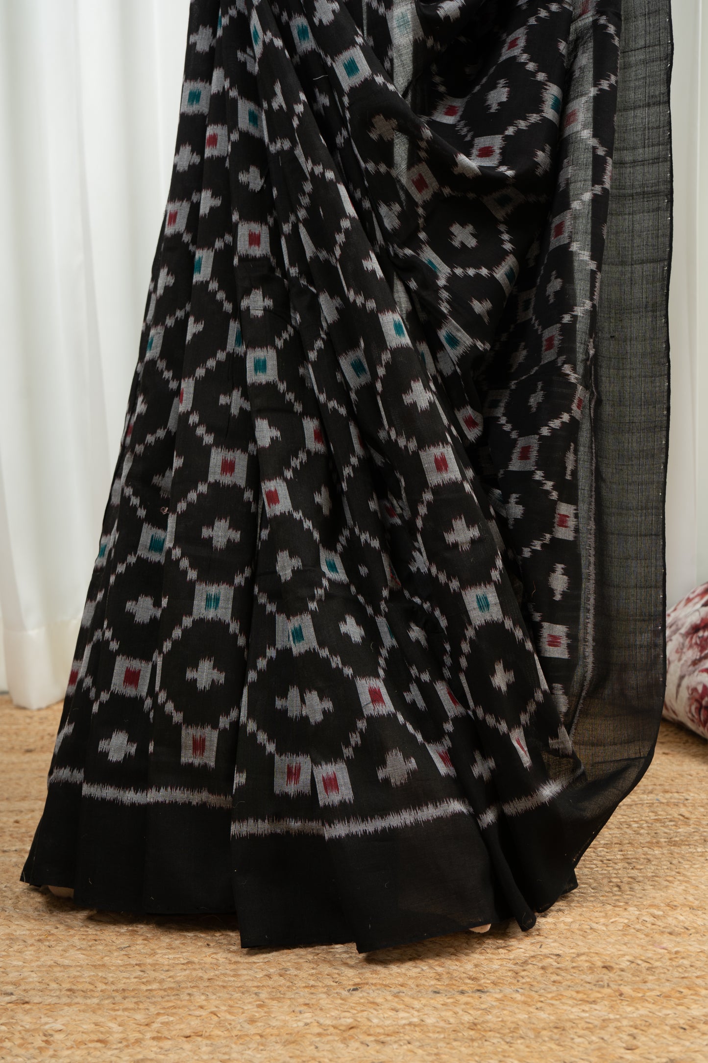 Exclusive Odisha Ikkat Khandua Cotton Saree - Black