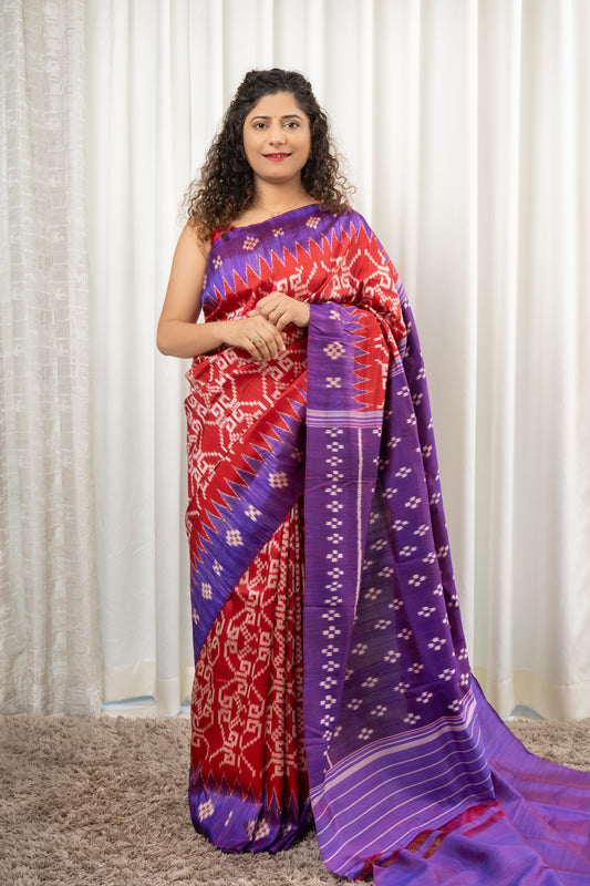 Exclusive Odisha Ikkat Pure Silk Saree- Red