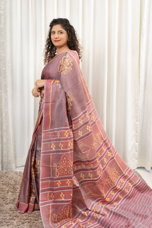 Exclusive Odisha Ikkat Pure Silk Saree- Shot Brown